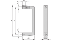 Front Handle One-Piece, Width 12.2 mm, Clear Anodized, 3 U