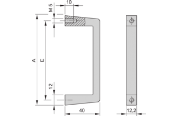 Front Handle One-Piece, Width 12.2 mm, Clear Anodized, 3 U