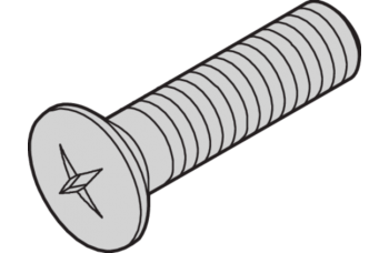 Countersunk Screw, Raised, Cross Recess, M2.5x8 mm, Steel Nickel Plated